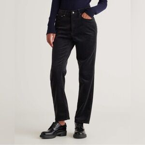 Quince Organic Stretch Corduroy Straight Leg Pants in Black size 14